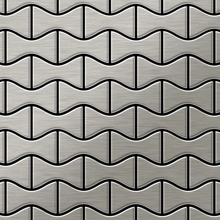 Mosaik Fliese massiv Metall Edelstahl gebürstet in grau 1,6mm stark ALLOY Kismet-S-S-B Designed by Karim Rashid 0,86 m2