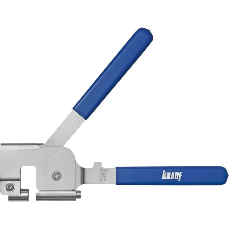 Knauf Stanz-Zange für Metall ? Krimper-Zange zum Verkrimpen von Metall-Profilen mit austauschbarem Stempel, Krimp-Zange mit Stopper zwischen den Griffen