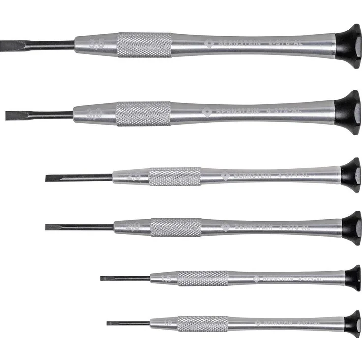 Bernstein Werkzeuge 4-360-E04 Uhrmacher-Schraubendreher Satz, 6-1,0-1,5 mm und PH0000 - PH000 - PH00, 6 Tlg. Schlitz-Ph