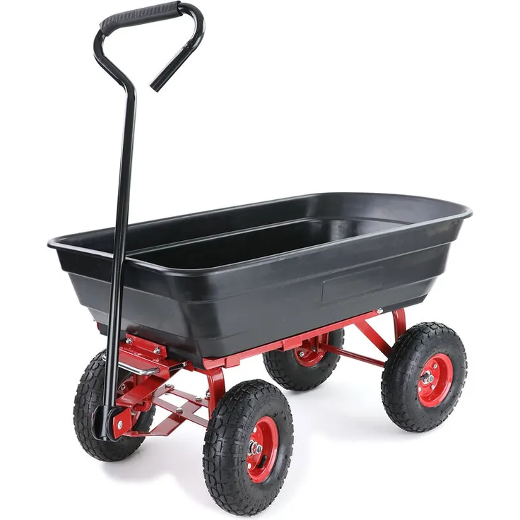 Transportwagen Gartenwagen Schubkarre Handwagen Kippfunktion 250 kg Schwarz Rot