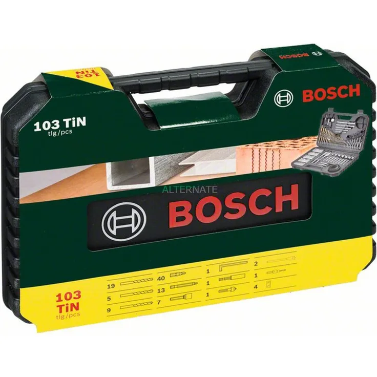 Bosch 103tlg. Bohrer- und Bit Set V-Line Titanium Box (Holz, Stein und Metall, Zubehör Bohr- und Schraubwerkzeuge)