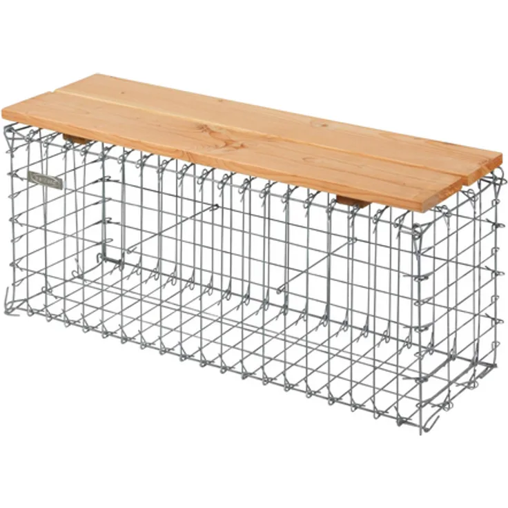 Gabionenbank, BxHxL: 30 x 46 x 100 cm, stahldouglasienholz