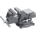 Meister Schraubstock - Drehbar - 125 mm Spannweite - Hochwertige Stahlbacken - Sicheres Fixieren von Werkstücken - Tischschraubstock mit Schutzbacken - Massiver Schraubstock aus Grauguss - 5144500