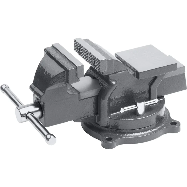 Meister Schraubstock - Drehbar - 125 mm Spannweite - Hochwertige Stahlbacken - Sicheres Fixieren von Werkstücken - Tischschraubstock mit Schutzbacken - Massiver Schraubstock aus Grauguss - 5144500
