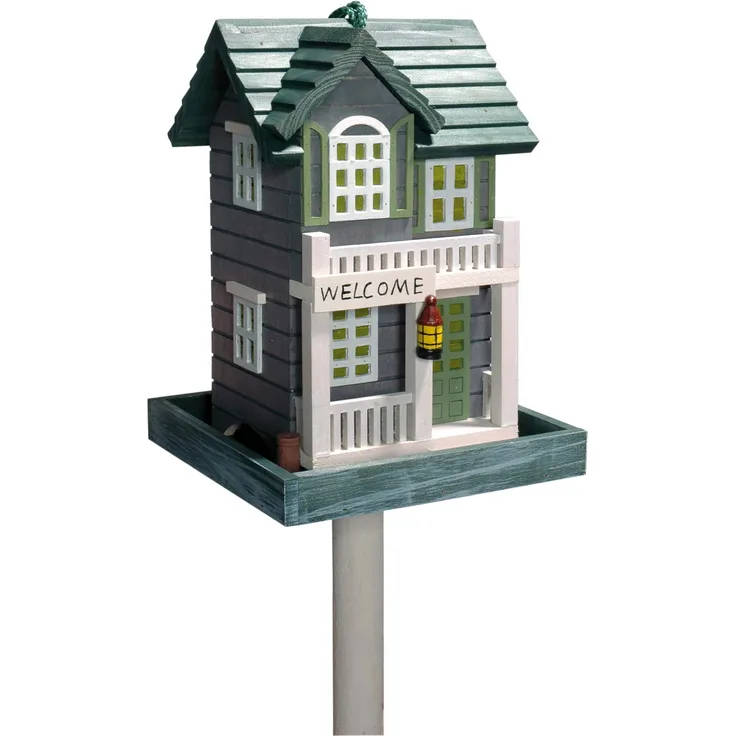 dobar 25303FSC Detailverliebtes Vogelhaus mit Ständer im Western-Design