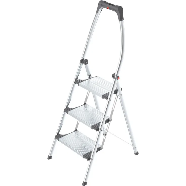 Hailo K100 TopLine Klapptritt, 3 Stahl-Stufen, hoher Sicherheitshaltebügel, max. Belastbarkeit: 150 kg