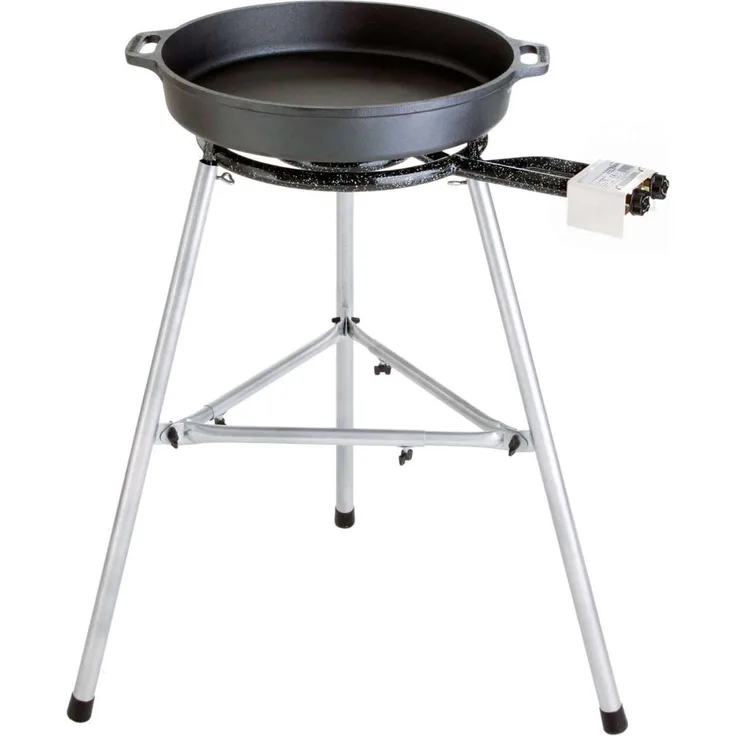 Paella World Gusspfannen Set 3 Brenner mit Paella-Pfanne Gusseisen Ø 46-60 cm