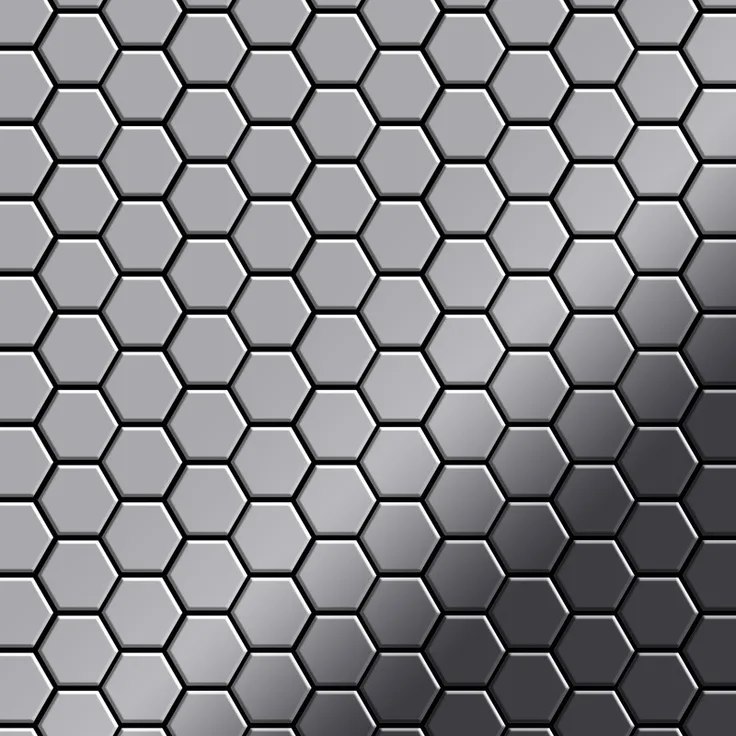 Alloy Mosaik Fliese massiv Metall Edelstahl marine hochglänzend in grau 1,6mm stark Honey-S-S-MM 0,92 m2