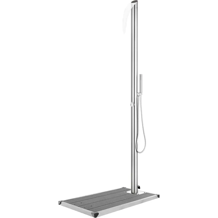 vidaXL Gartendusche Wasserfall mit Grauer Bodenplatte 225 cm Edelstahl