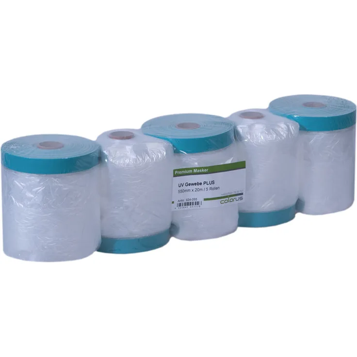 5 x Colorus Masker Tape PLUS UV Gewebe 55 cm x 20m Abdeckfolie Maskerband für raue Untergründe