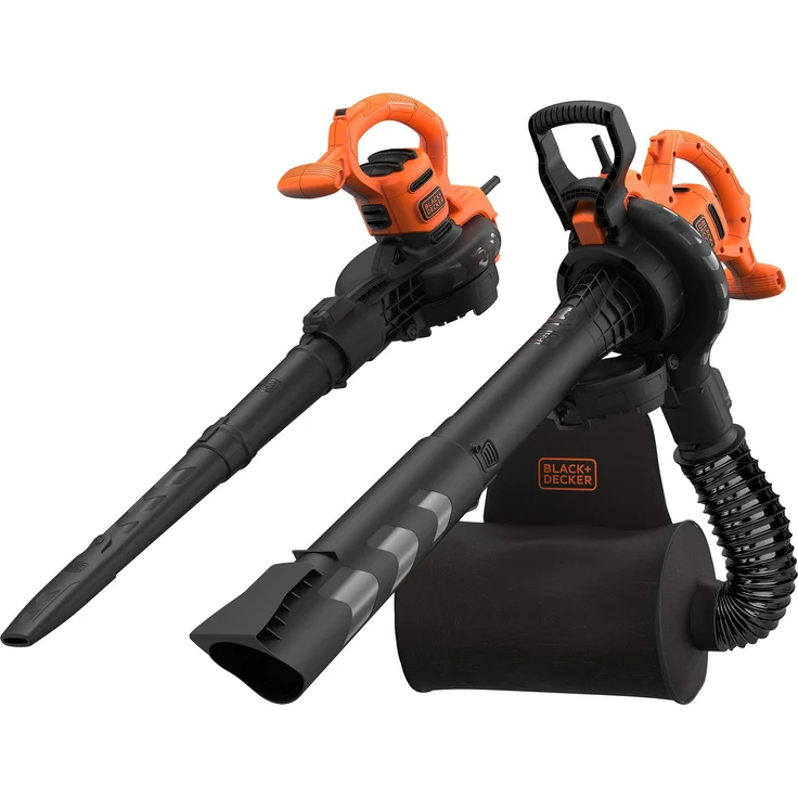 Black und Decker 3-in-1 Elektro-Laubsauger und Laubbläser (2.900 Watt, mit Häcksler, hohe Blasgeschwindigkeit von 315 km-h, 55l Fangsack-Rucksack, für Terrassen, Wege, Einfahrten) BEBLV260 Häckselfunktion – Bild 1