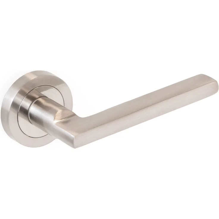 Emuca - Türgriffe für Innenttüren, Türgriff-Set mit Rosetten für Zimmertüren D.50 mm, Aluminium und Zamak, satiniertes Nickel.