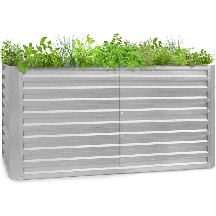 High Grow Straight Hochbeet 200x90x100cm 1800l Stahl Silber – Bild 1