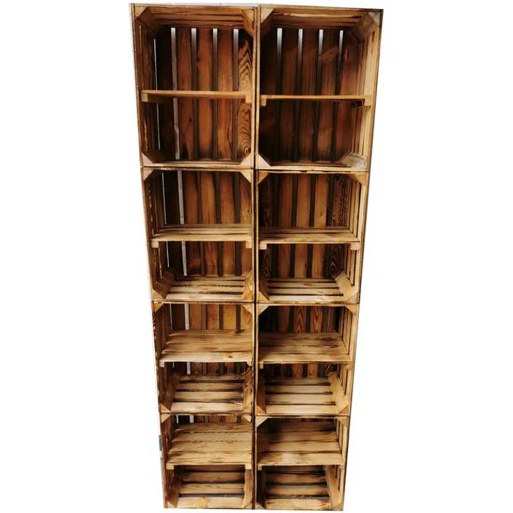 Teramico 8 x Geflammte Neue Obstkiste mit Zwischenboden Kurz 50 x 40 x 30cm – Bild 1