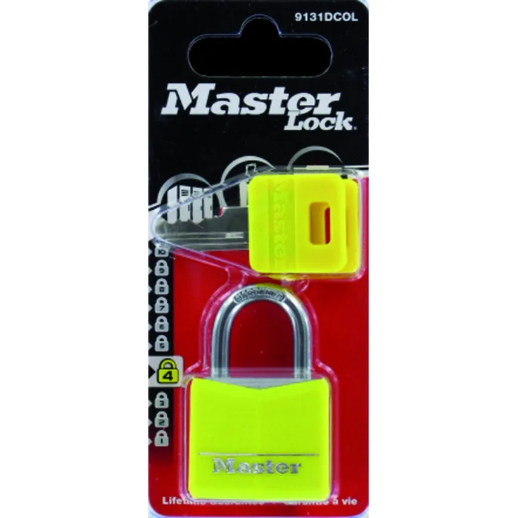 Master Lock Aluminium Vorhängeschloss mit Vinylüberzug 30 mm - Farblich Sortiert, 9131EURDCOL