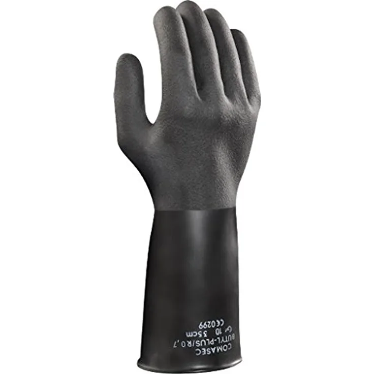 Ansell Butyl Plus R-0,7 Butyl handschuh, Chemikalien- und Flüssigkeitsschutz, Schwarz, Größe 8 (10 Paar pro Beutel)