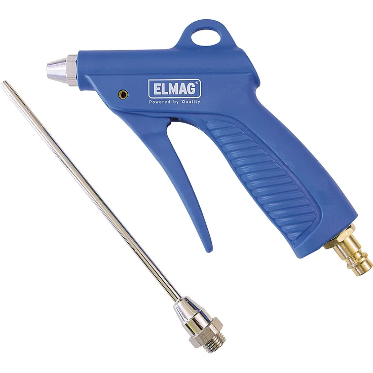ELMAG Ausblaspistole PA Kombi-Set mit Normaldüse und Verlängerungsdüse 165mm | Druckluftpistole für Kompressor