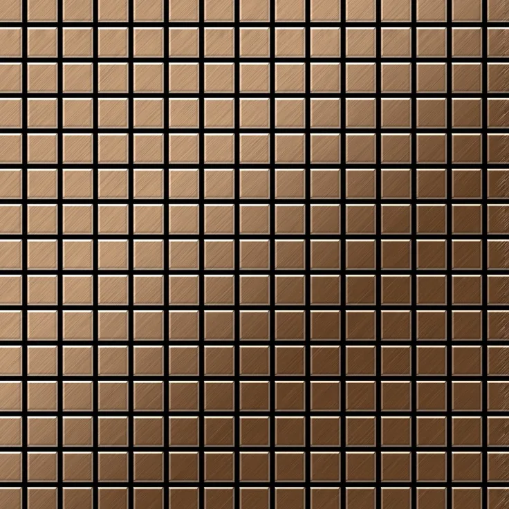 Mosaik Fliese massiv Metall Titan gebürstet in kupfer 1,6mm stark ALLOY Mosaic-Ti-AB 1,04 m2