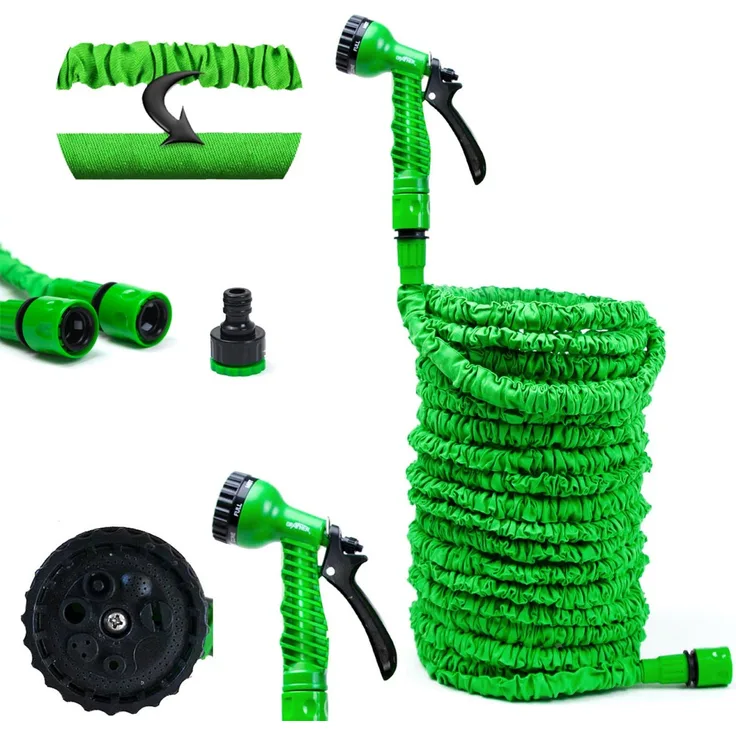 Grafner Flexibler 1-2 Gartenschlauch inkl. 7 Funktionen Brause 7,5m - 45m 37,5 Meter
