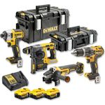 DeWALT DCK422P3-QW Akku-Kombipack 18 V DCD796 Schlagbohrschrauber, Kombihammer, Schlagschrauber, Winkelschleifer