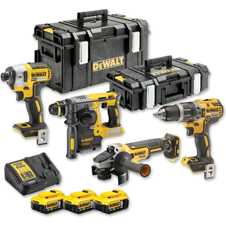 DeWALT DCK422P3-QW Akku-Kombipack 18 V DCD796 Schlagbohrschrauber, Kombihammer, Schlagschrauber, Winkelschleifer – Bild 1
