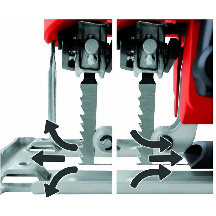 Einhell Stichsäge TE-JS 100 (750 W, max. 100 mm, 45° Schrägschnitt, Hubzahlregelung, 4-Stufen Pendelhub, Absaugadapter, Parallelanschlag, LED-Licht, Koffer) – Bild 4