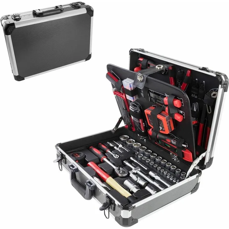 Dewalt Alu Werkzeugkoffer mit Werkzeug 176 tlg Aluminium Werkzeugkasten Werkzeugsset