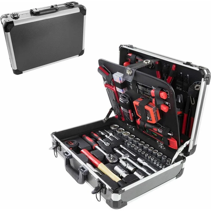 Dewalt Alu Werkzeugkoffer mit Werkzeug 176 tlg Aluminium Werkzeugkasten Werkzeugsset – Bild 1