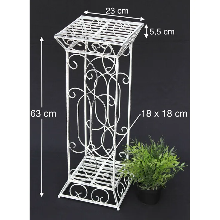 Blumenhocker Metall Weiß Eckig 63 cm Blumenständer 20304 Blumensäule Beistelltisch Pflanzenständer - Dandibo