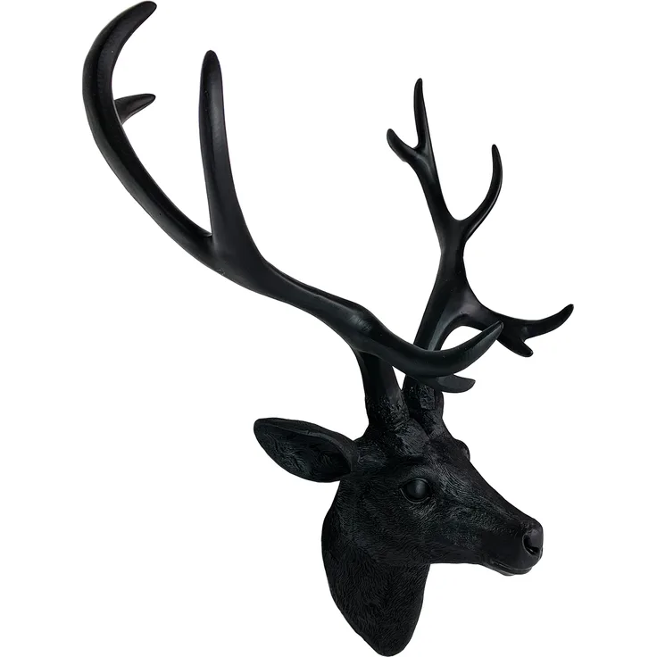 XXL Hirschgeweih Hirschkopf Geweih 10-Ender Schwarz 48x32x61cm