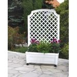 Calypso Pflanzkasten auf Rollen mit Bewässerungssystem + Spalier, weiß