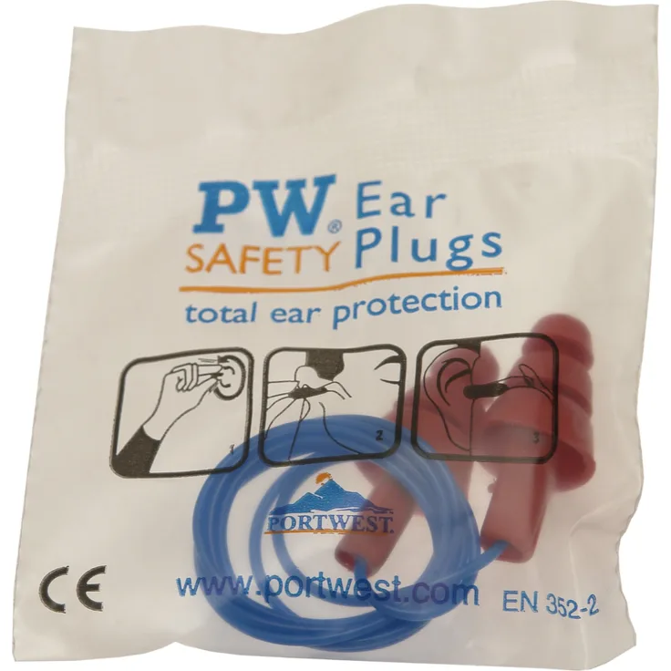 Portwest EP04ORR TPE Material Cord, Wiederverwendbare Ohrenstöpsel (50 Paar)