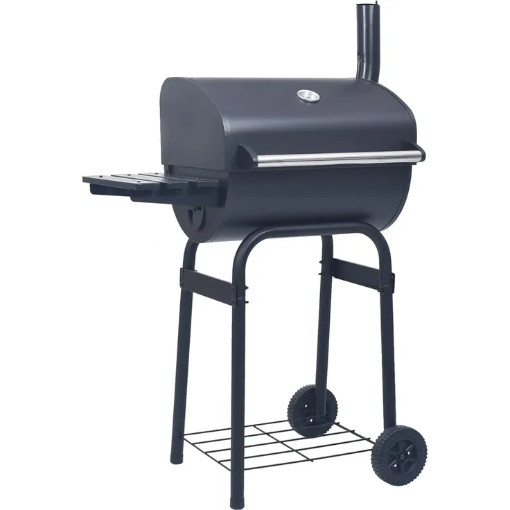 vidaXL Holzkohlegrill Smoker mit Unterer Ablage Schwarz