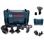 Bosch Professional GSR 12V-15 FC FlexiClick Akku Bohrschrauber mit Bohrfutteraufsatz in L-Boxx mit 2x Bosch Professional GBA 6,0 Ah Akku und GAL 1230 CV Ladegerät