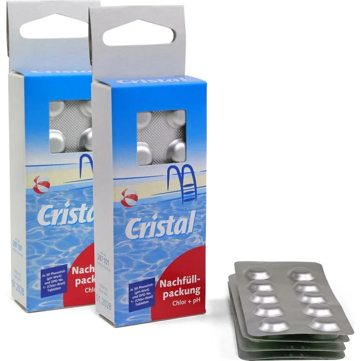 CRISTAL 2er Pack Ersatztabletten Chlor + pH (4x 30 Stk.)