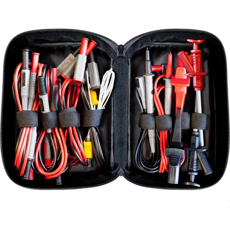 Peak Tech P 8200 Messzubehör Set für Digital Multimeter, Prüfkabel Set, Elektronik Sortiment mit Prüfkabel, Laborleitungen, Messleitungen, Krokodilklemmen, batteriebetrieben - 14-teilig inkl. Tasche - Preisvergleich – Bild 1