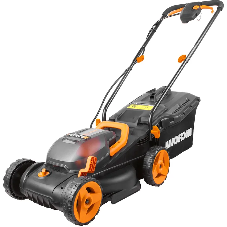 Worx 40V - 2 x 20V-4.0Ah Max Li-Ion 34 cm Akku-Rasenmäher WG779E.1, 30 l Fangkorbvolumen PowerShare
