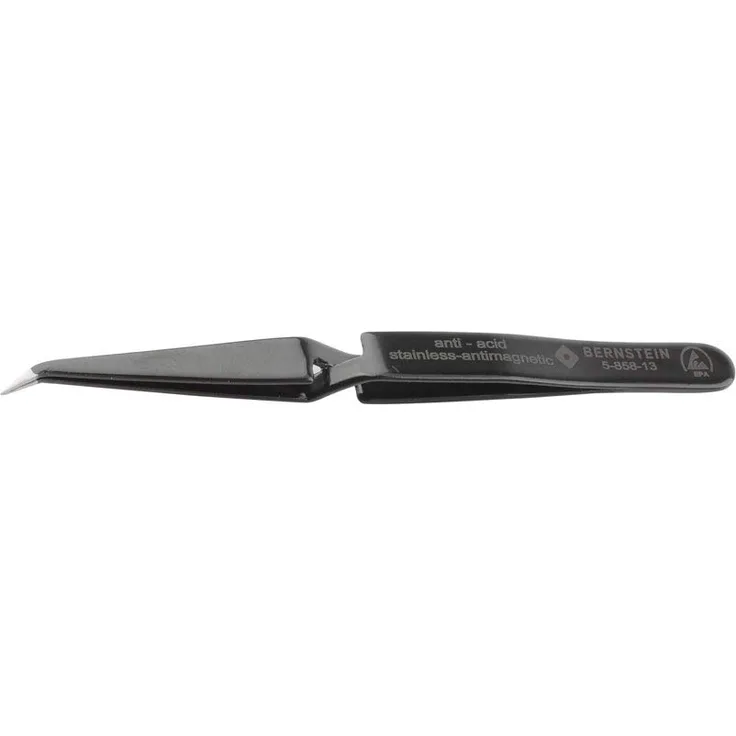 Bernstein Werkzeuge 5-858-13 Kreuzpinzette 125 mm Form 31c Edelstahl selbsthaltend, Esd Variante