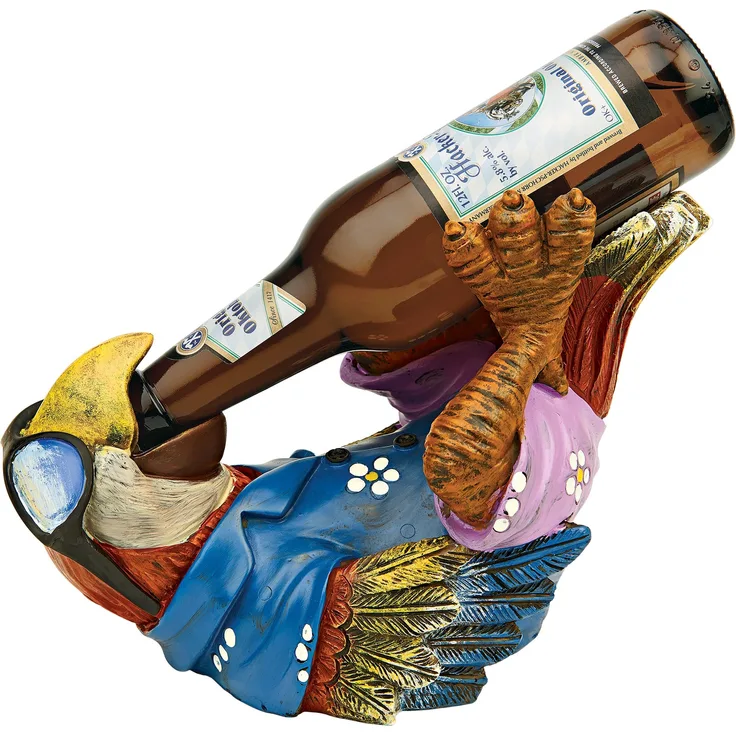 Design Toscano Bierkumpel, Tiki-Papageienfigur