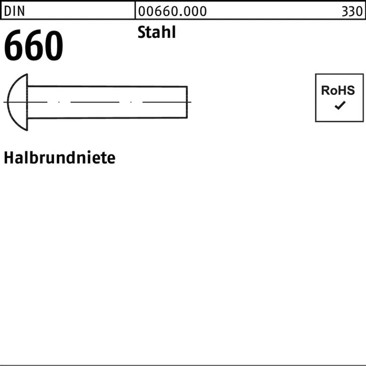Reyher Halbrundniete DIN 660-ISO 1051 8 x 60 Stahl