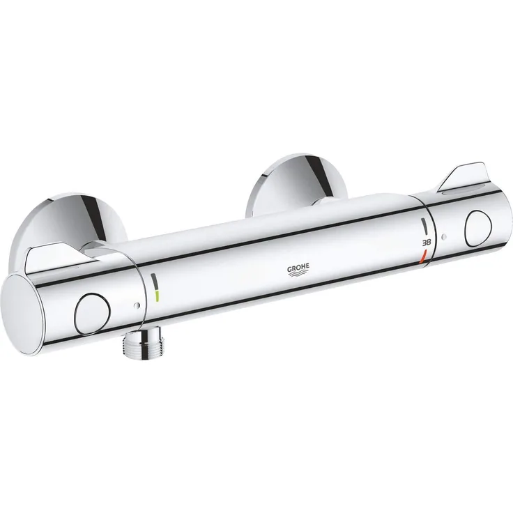 GROHE Grohtherm 800 | Thermostat-Brausebatterie, mit integrierter Mischwasserabsperrung u. Sicherheitssperre bei 38°C | chrom | 34558000