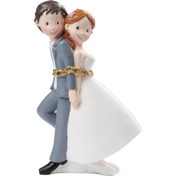 Hochzeitspaar in Ketten Figur Deko Brautpaar Tortendeko Bräutigam Braut 15 cm