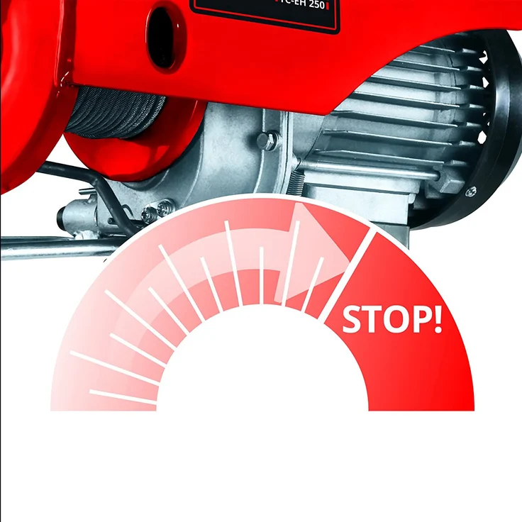 Einhell Seilhebezug TC-EH 250 (500 W, Not-Ausschalter, automatische Bremse und Endabschaltung, inkl. 12 m drallfreiem Drahtseil, Umlenkrolle mit Lasthaken und Sicherheitsbügel) – Bild 3