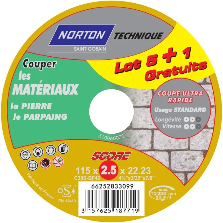 Norton Score Trennscheiben, 115 x 2,5 x 22 mm, 6 Stück