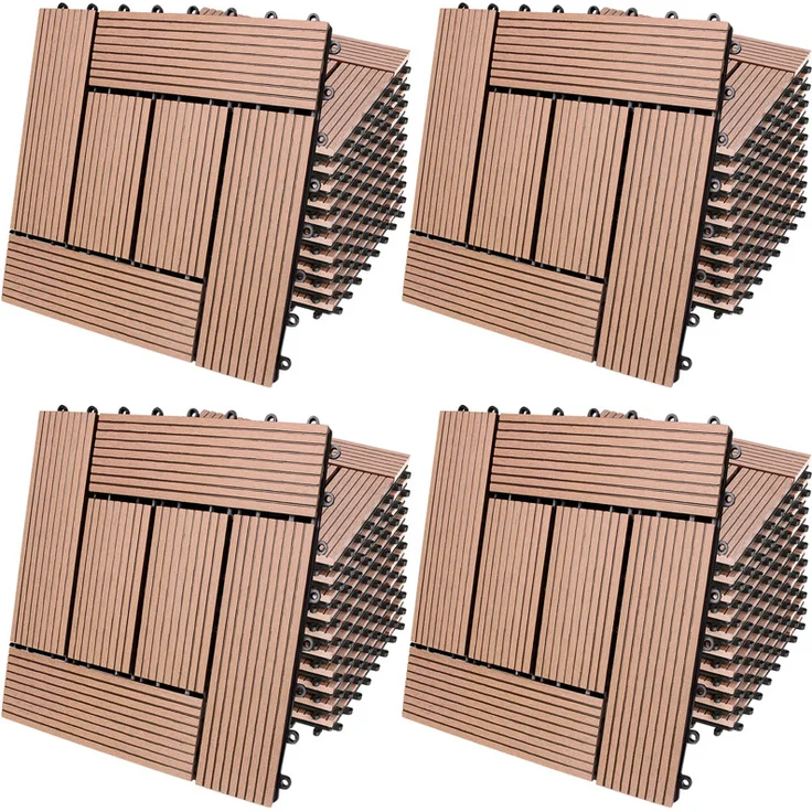 WPC Fliesen 1m²-4m² Terrassenfliesen Set Holzfliesen 30x30cm Balkon Pool Garten 44x Mosaik terrakotta 4250525379877 – Bild 1