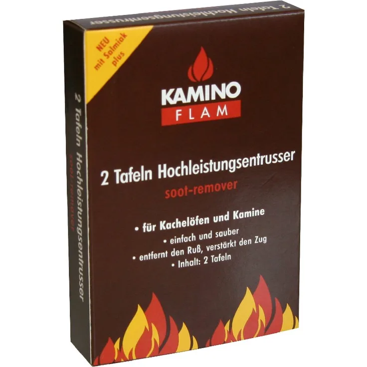 KaminoFlam Rußentferner zur Reinigung von Kamin & Kachelofen - Hochleistungs EntRußer für den Kaminofen - Kaminreiniger Platten für Holz & Kohle Ofen