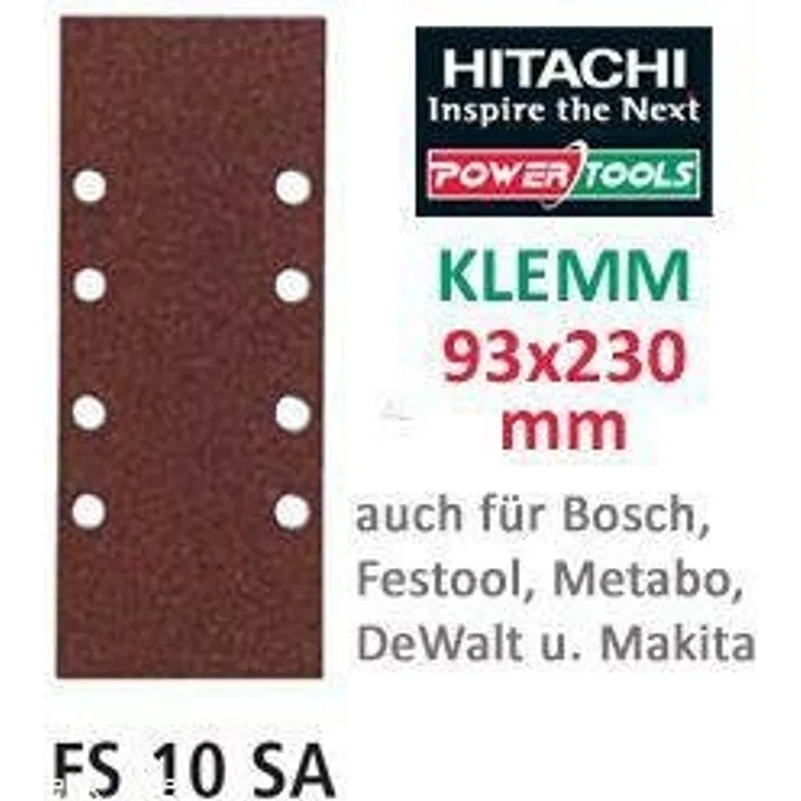 Hitachi – 753037 Raumfahrt-Schleifblätter 93 x 230 mm Körnung 180 Schleifpapier Clip (10 Stück)