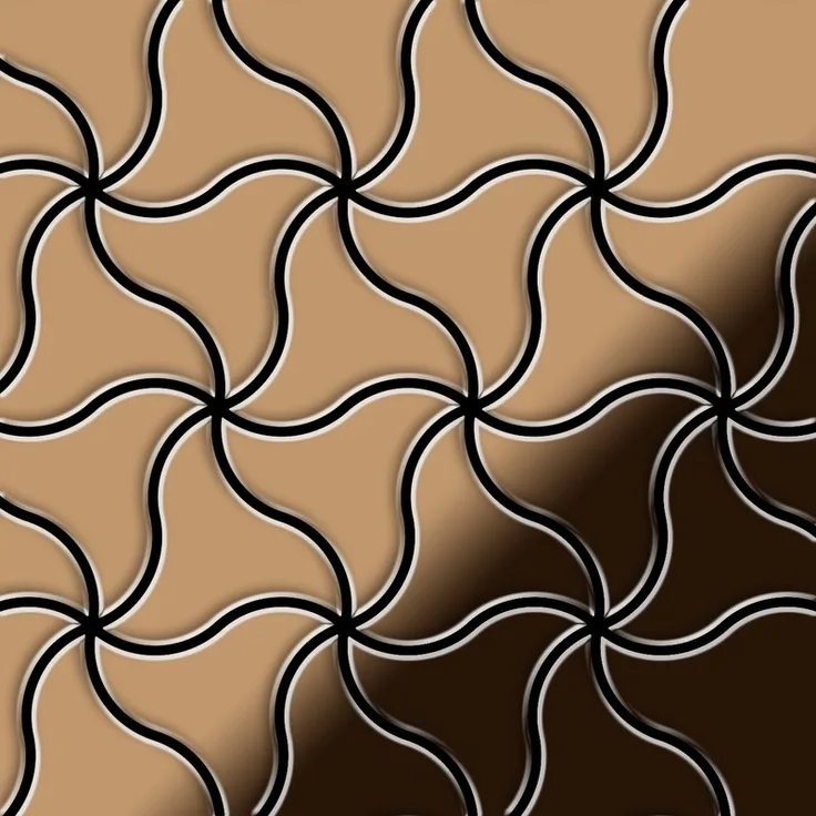 Mosaik Fliese massiv Metall Titan hochglänzend in kupfer 1,6mm stark ALLOY Ninja-Ti-AM Designed by Karim Rashid 0,67 m2