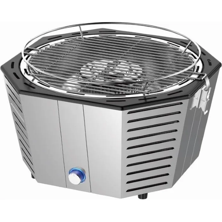 Raucharmer Edelstahl Holzkohlegrilll silber