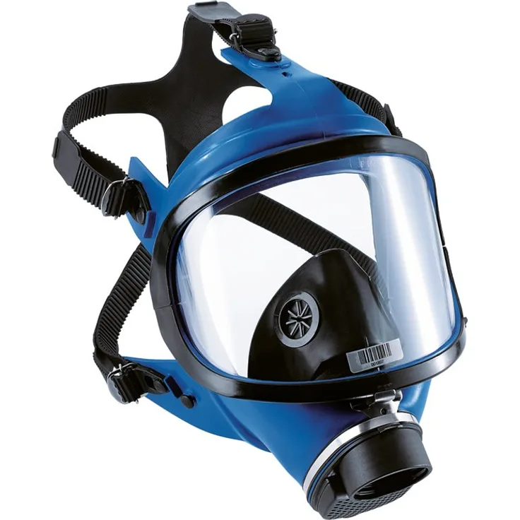 Dräger X-plore 6570 SI/PC Einfilter-Vollmaske mit blauem Silikon-Maskenkörper und schwarzem Kunststoffrahmen